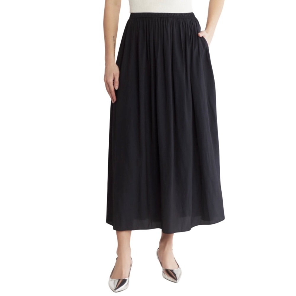 T Tahari Womens Everyday Pull On Skirt Black Lightweight Midi A Line Size 3X